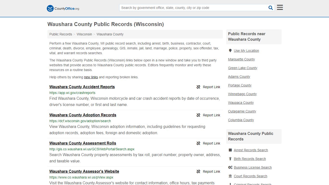 Public Records - Waushara County, WI (Business, Criminal, GIS, Property ...