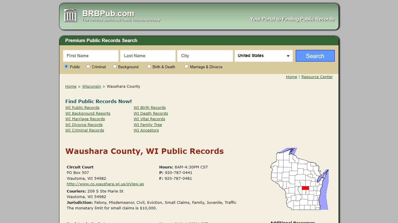 Waushara County Public Records | Search Wisconsin Government Databases